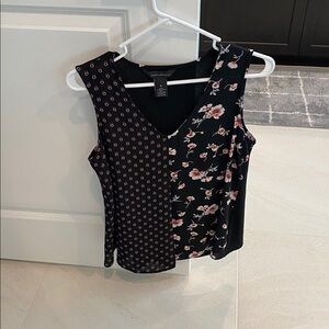 Investments Black and Pink Floral Tank Top